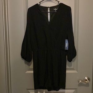 Lulu’s Luck and Love Black Long Sleeve Romper NWT